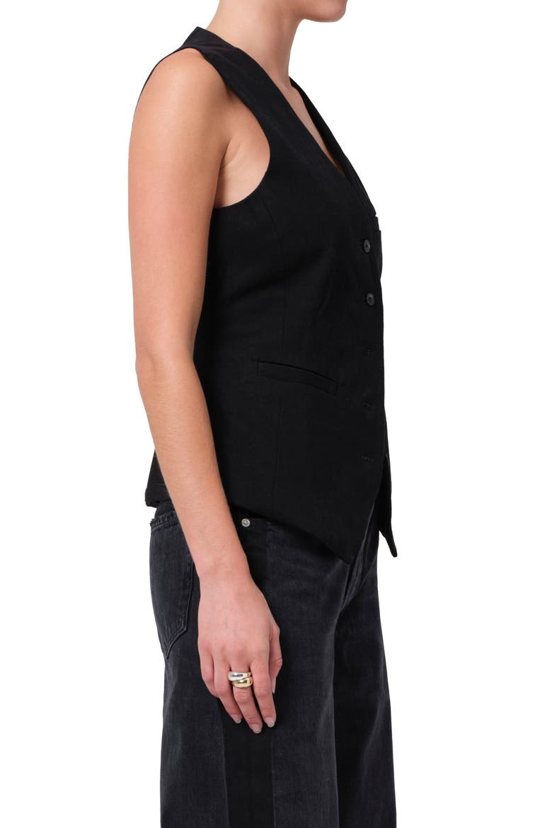 Jasmin Denim Longline Vest, Alternate, color, BLACK