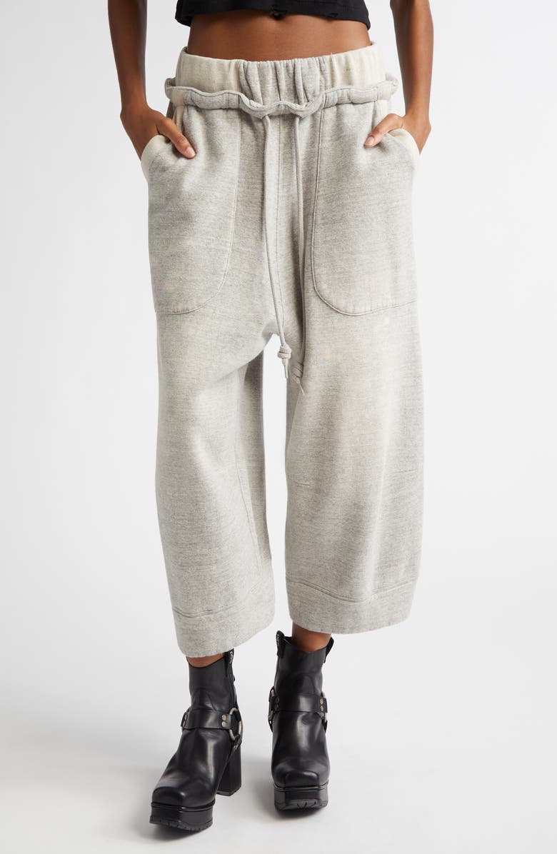 R13 Deconstructed Drop Crotch Crop Sweatpants, Main, color, 