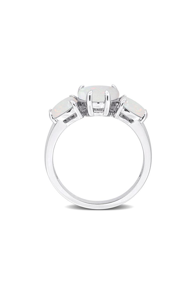 Sterling Silver Heart-Shape Opal 3-Stone Ring, Alternate, color, SILVER