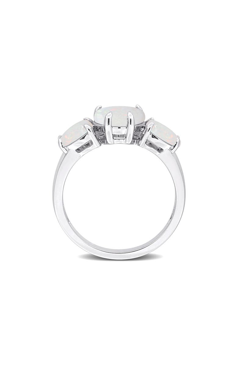 DELMAR Sterling Silver Heart-Shape Opal 3-Stone Ring, Alternate, color, Silver