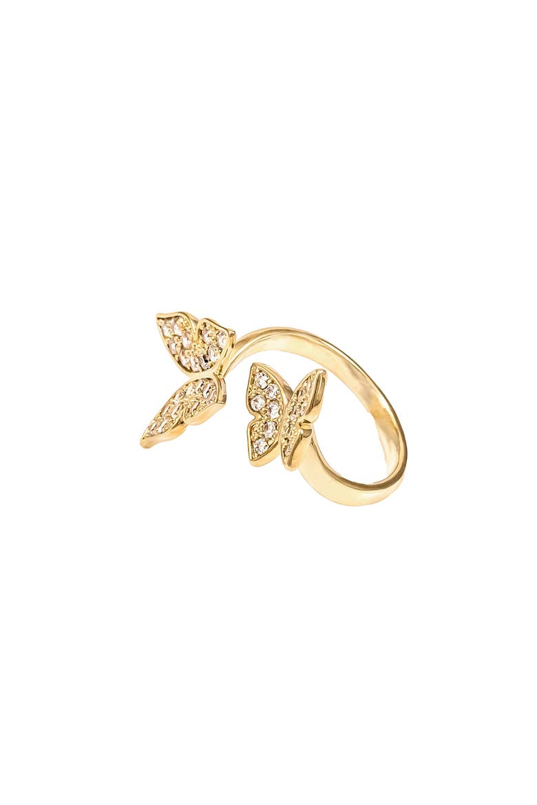 14k Gold Plated Butterfly Ring Dainty Statement Trendy Gift, Alternate, color, Gold
