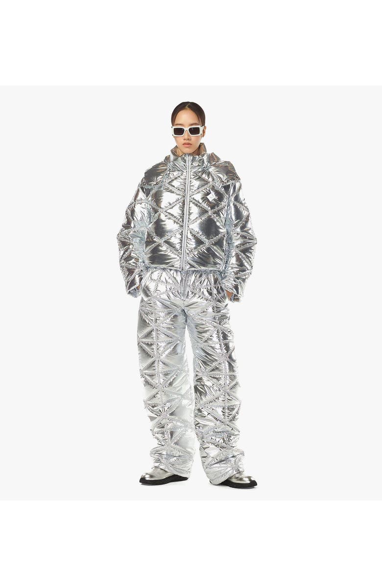 MCM Apres-Ski Quilted Puffer Jacket in Metallic Polyester, Alternate, color, Silver