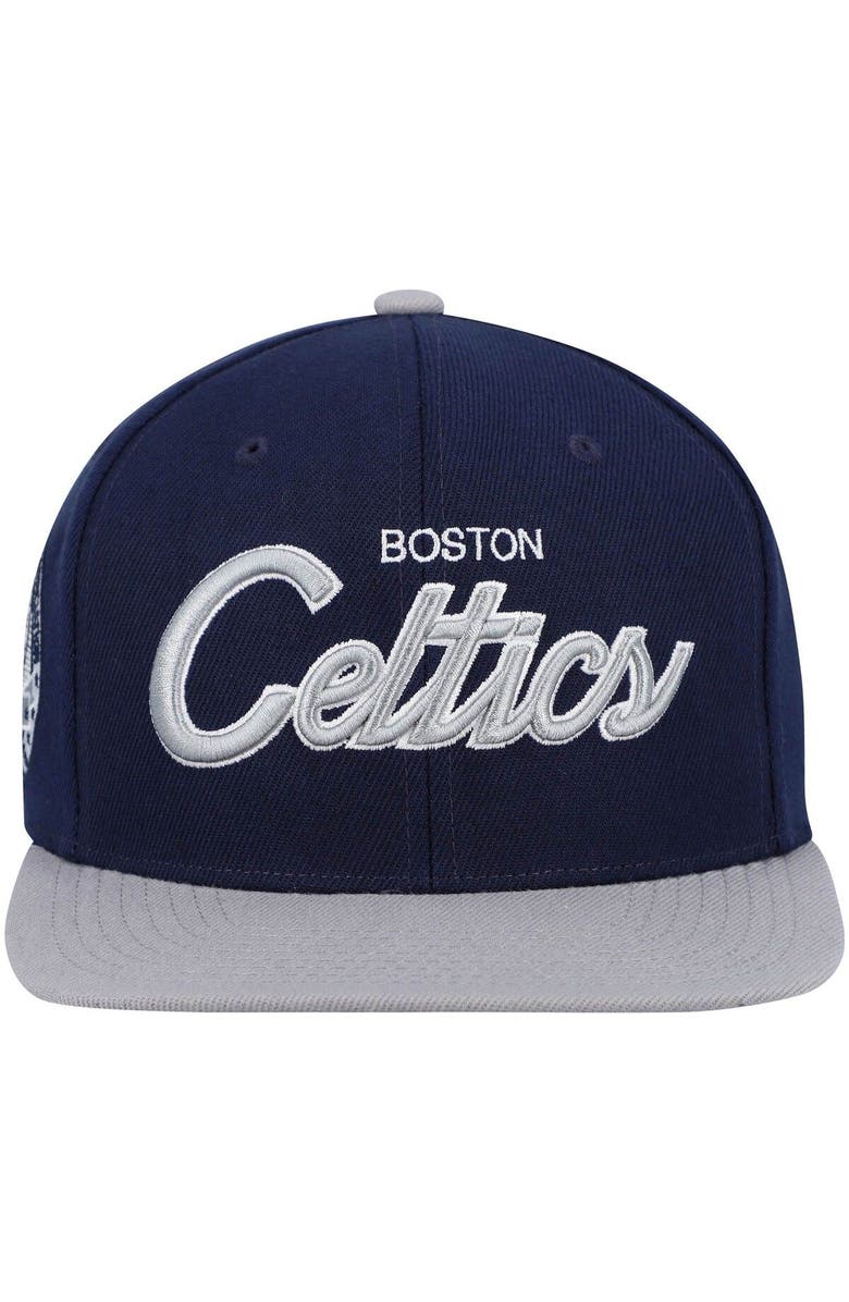 Mitchell & Ness Men's Mitchell & Ness Navy/Gray Boston Celtics Spirit Script Snapback Hat, Alternate, color, 