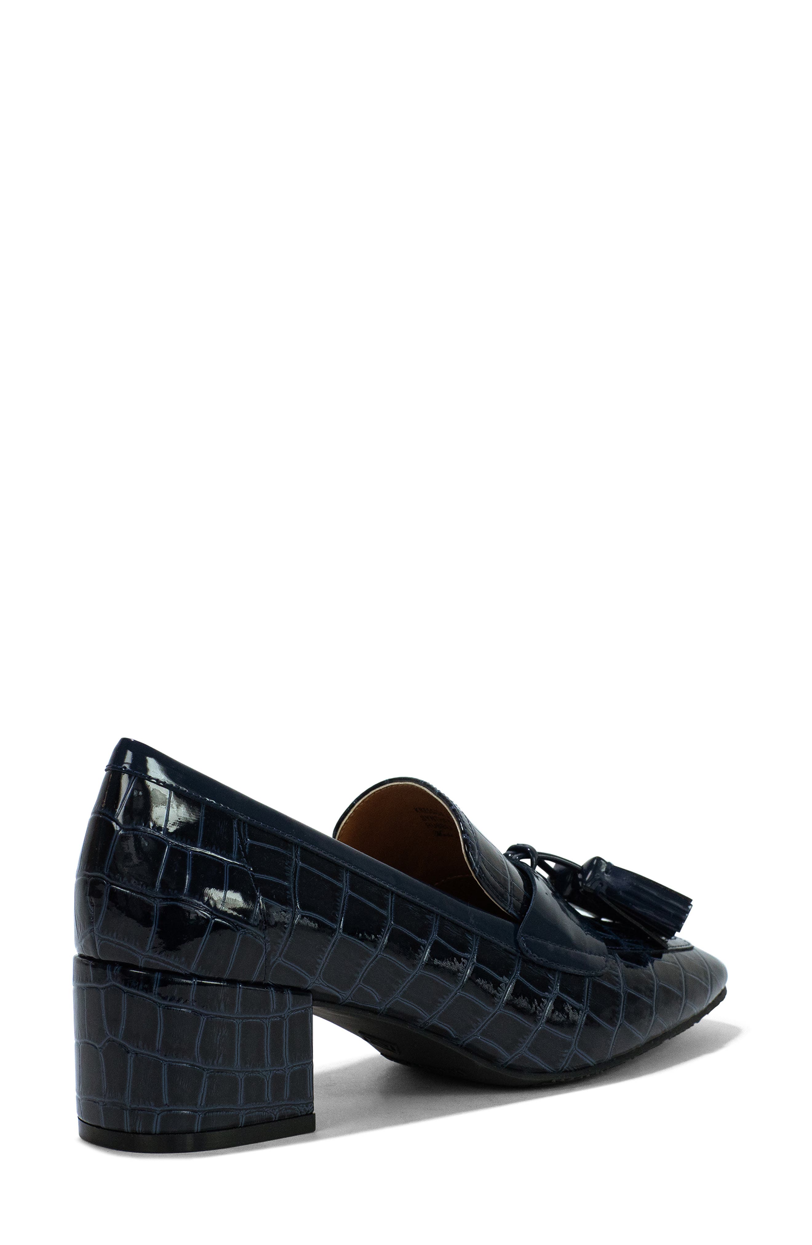 Kressida Croc Embossed Tassel Loafer, Alternate, color, NAVY