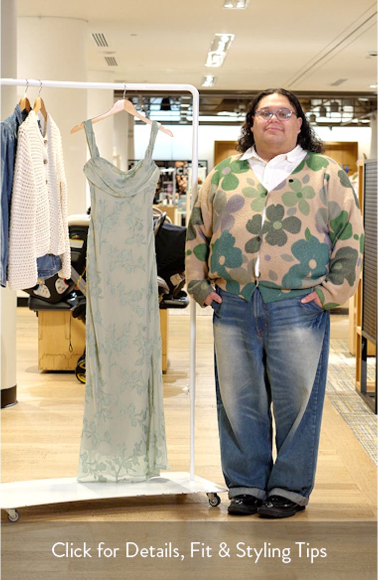 Azura Off the Shoulder Floral Burnout Gown, sales video thumbnail