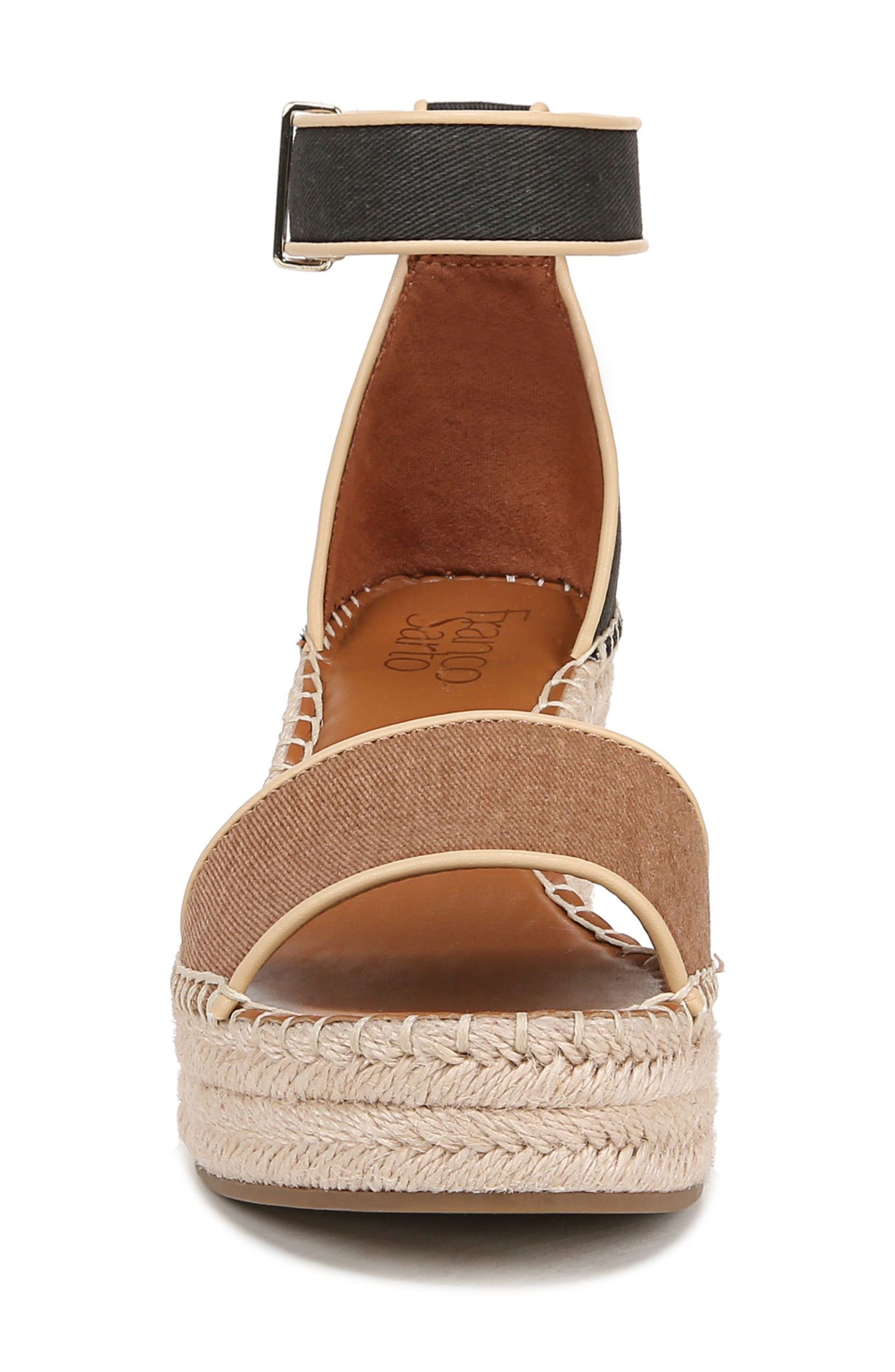 Clemens Ankle Strap Platform Wedge Sandal, Alternate, color, TAN BLACK