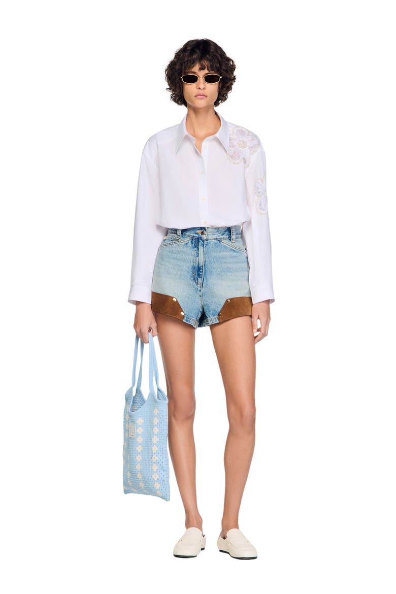 Embroidered shirt, Alternate, color, White / blue