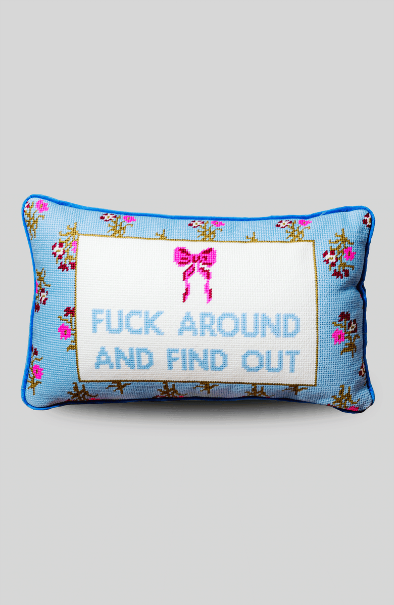 Furbish Studio FAFO Needlepoint Pillow, Main, color, Fuck Around