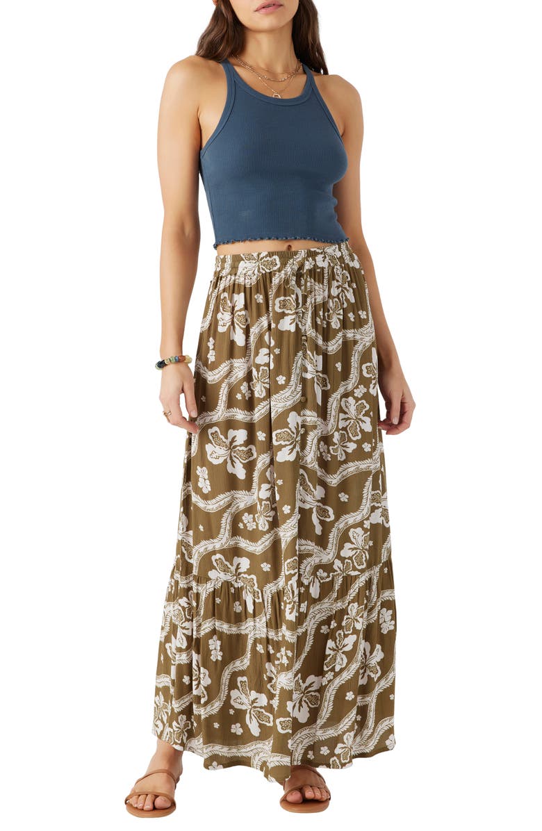 O'Neill Blaine Floral Tiered Maxi Skirt, Alternate, color, 
