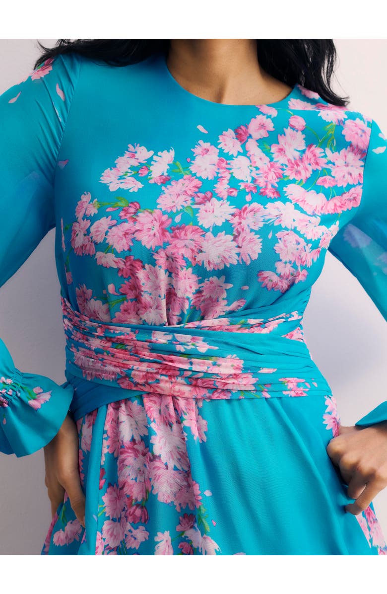 The Fold Portofino Silk Chiffon Dress, Alternate, color, Blue