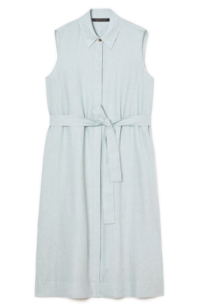 Marina Rinaldi Esedra Sleeveless Linen Shirtdress, Alternate, color, Sage Green