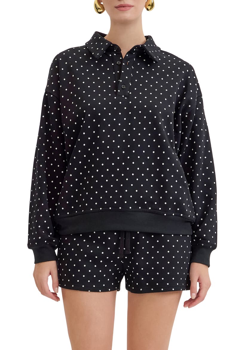 Joey Polka Dot Sweatshirt, Main, color, BLACK WHITE DOTS