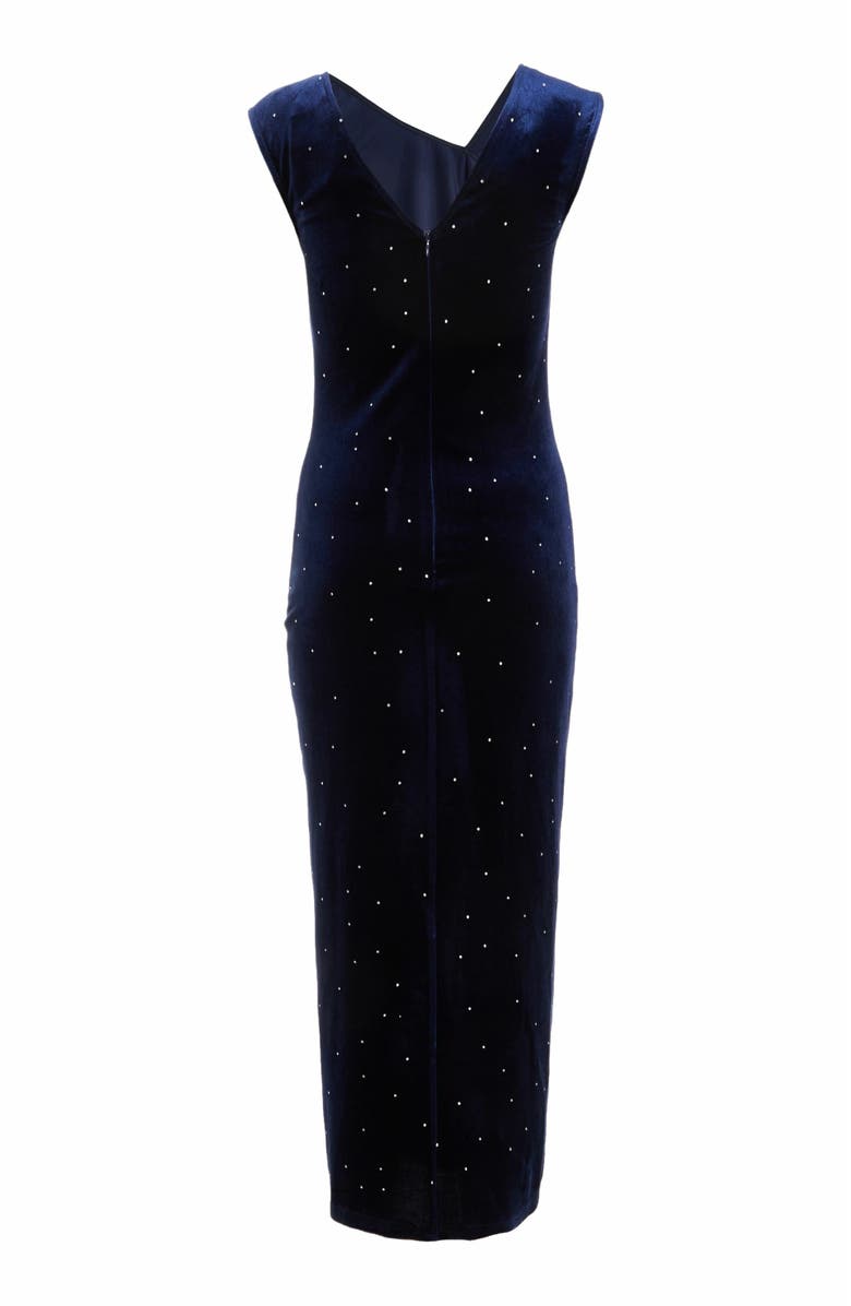 QUIZ Studded Velvet Short Sleeve Midi Dress, Alternate, color, 