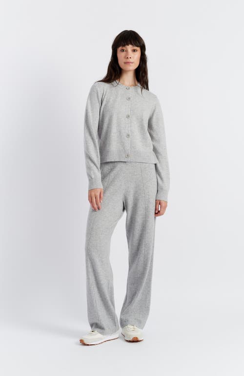 Chinti & Parker Wool Cashmere Blend Crew Neck Cropped Cardigan In Light Grey
