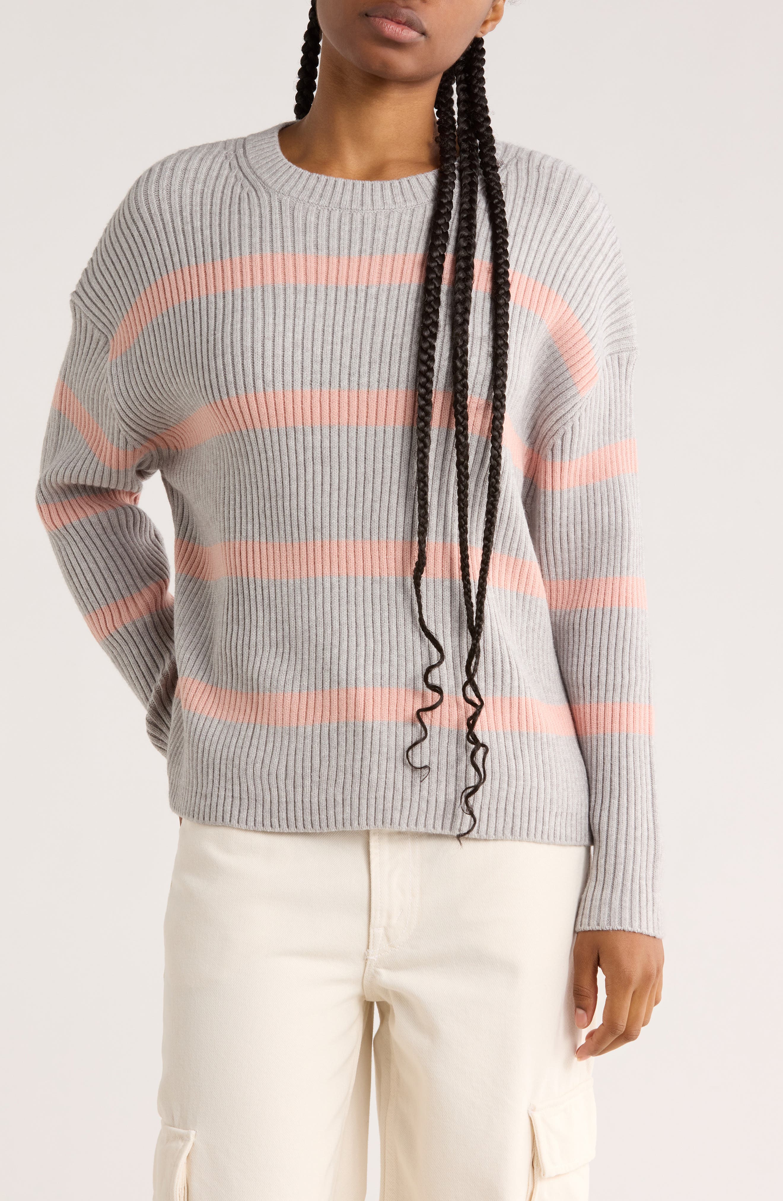Vigoss Stripe Rib Knit Sweater