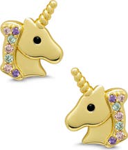 Lily Nily Kids' Pavé Cubic Zirconia Unicorn Stud Earrings