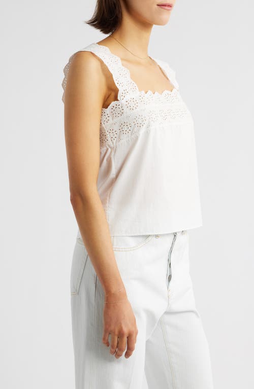 Frame Womens White Broderie-anglaise Cotton-poplin Top In White