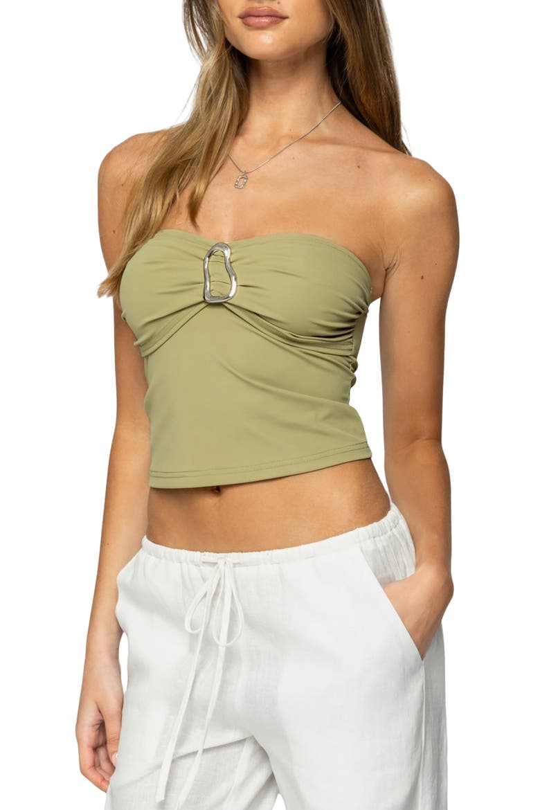 Bex Metal Ring Tube Top, Alternate, color, OLIVE