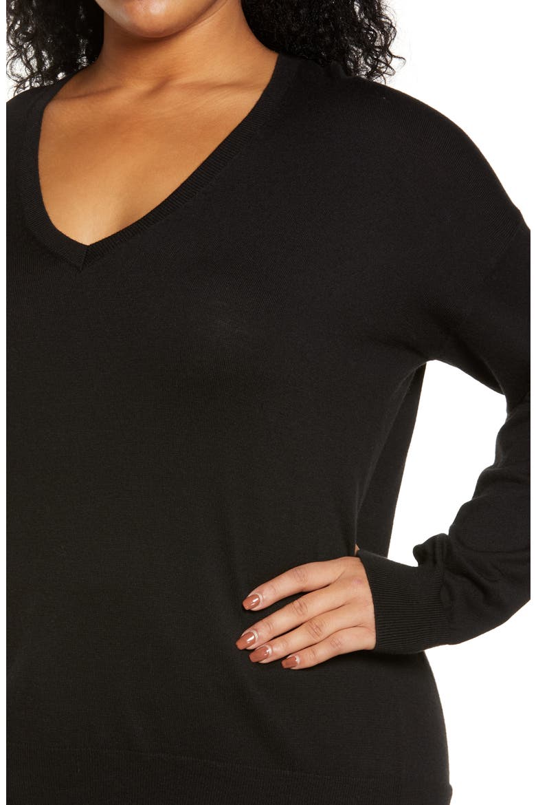 V-Neck Sweater, Alternate, color, BLACK