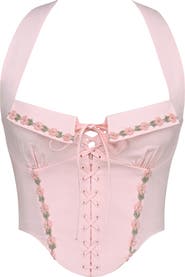 HOUSE OF CB Demi Embroidered Tie Front Corset