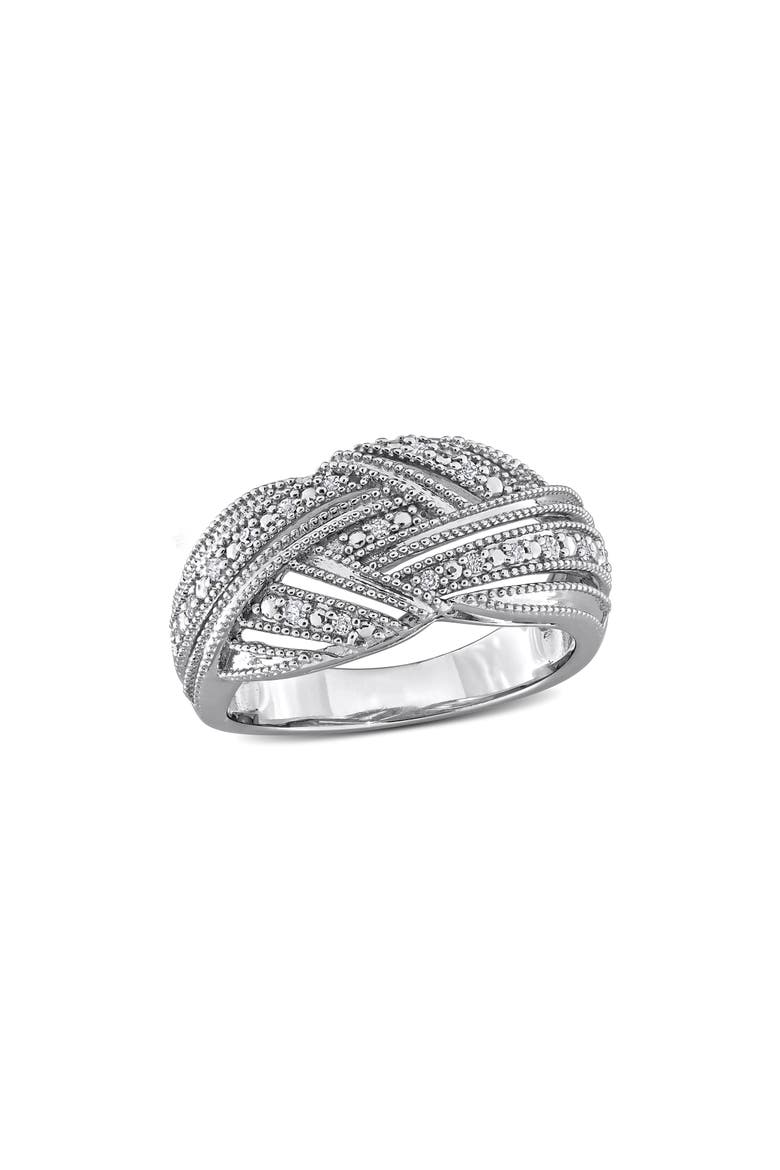 Diamond Crossover Ring, Main, color, SILVER