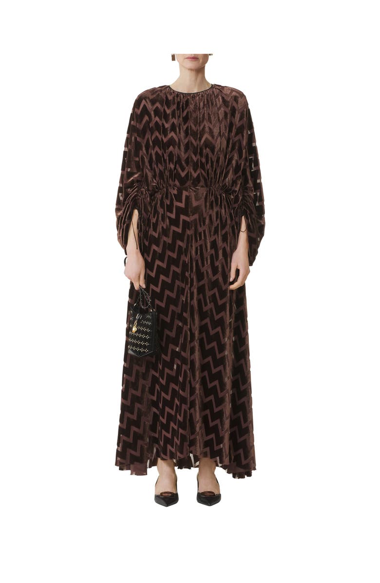 Lanvin Devoré Velvet Dress, Alternate, color, Mocha