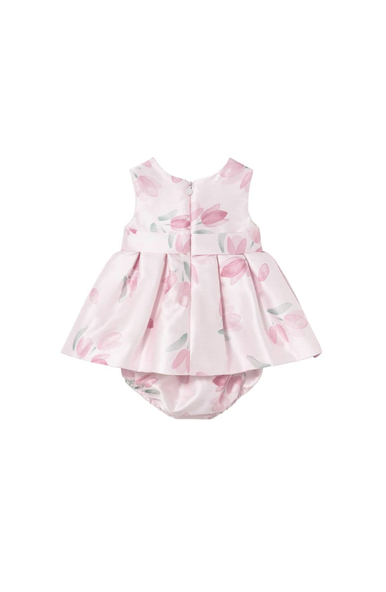 Mayoral Satin Floral Dress with Nappy Cover, Alternate, color, Pink