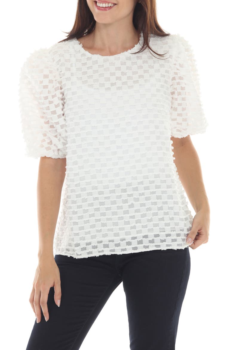 Textured Puff Sleeve Top, Main, color, WHITE