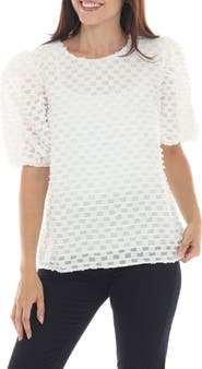 RAIN AND ROSE Textured Puff Sleeve Top