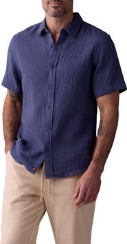 The Normal Brand Kalo Cotton Gauze Short Sleeve Button-Up Shirt