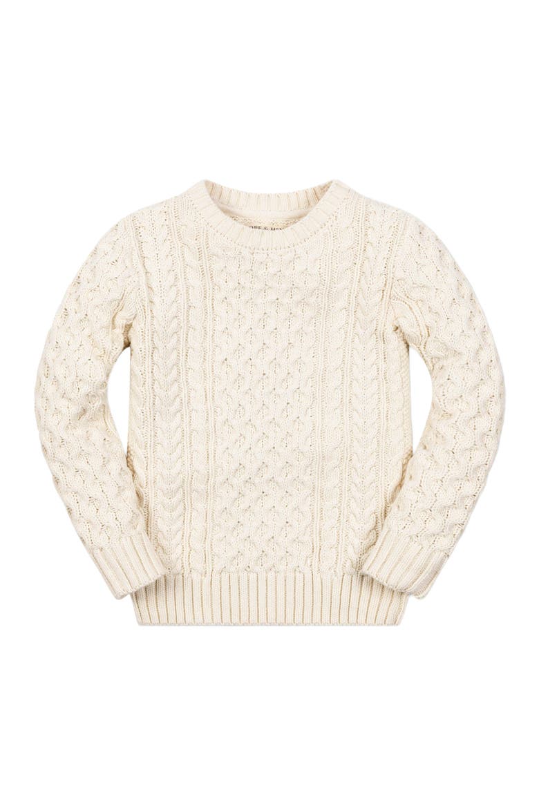 Boys' Organic Fisherman Sweater, Kids, Main, color, Ivory Fisherman