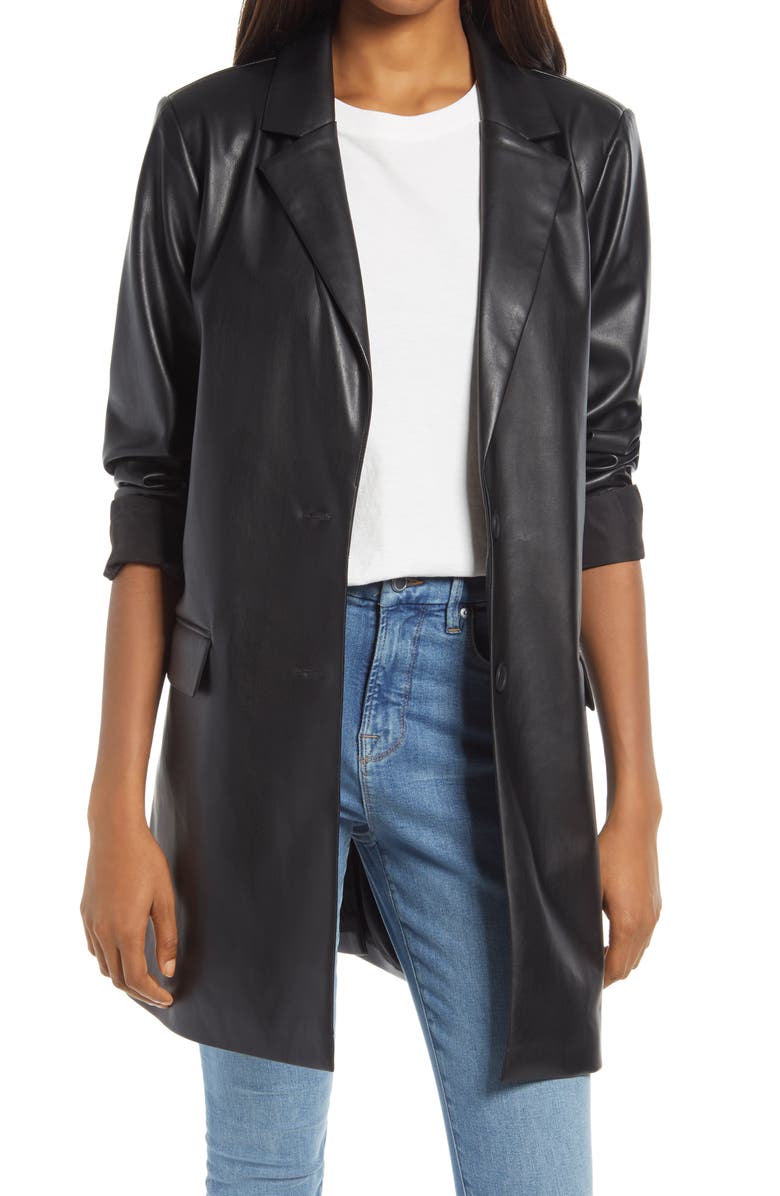 BB Dakota by Steve Madden BB Dakota Model Behavior Faux Leather Coat, Main, color, 