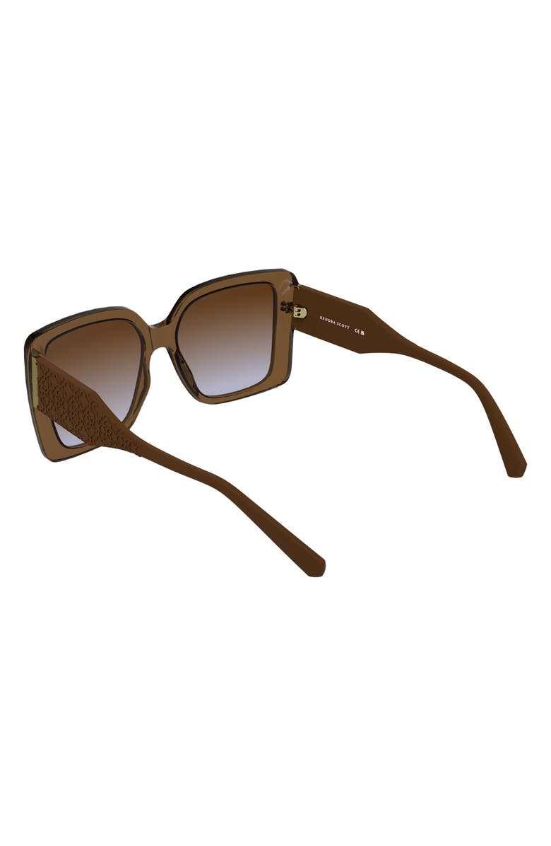 Kendra Scott Amber Filigree 56mm Gradient Rectangular Sunglasses, Alternate, color, Caramel