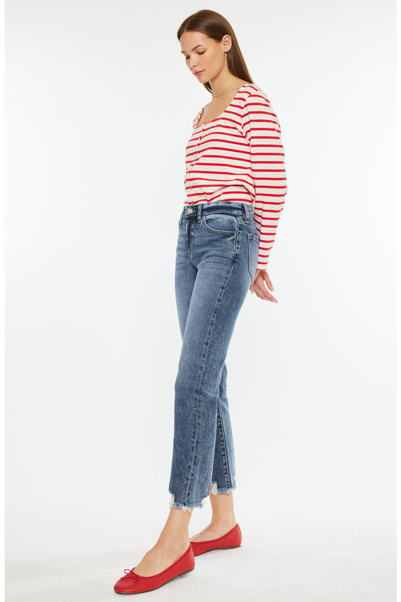 Kathrine Essentials High Rise Slim Straight Leg Jeans, Alternate, color, Dark Wash