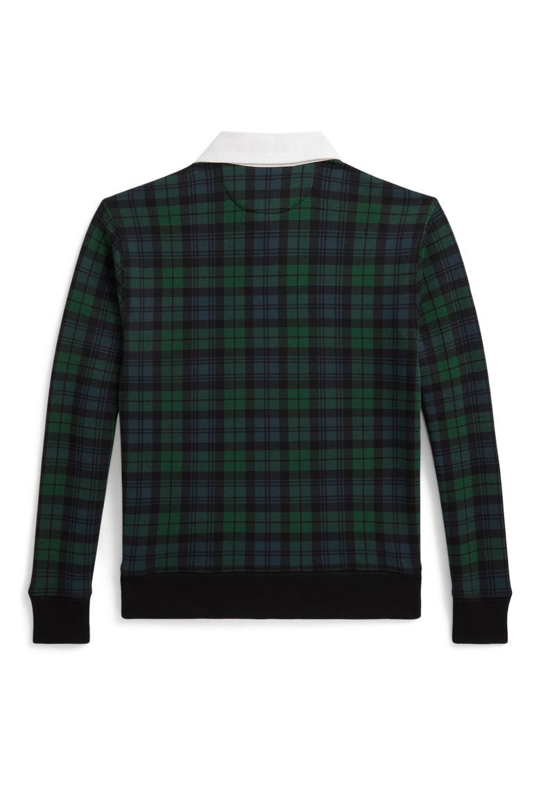 Kids' Polo Bear Plaid Rugby Sweatshirt, Alternate, color, BLACKWATCH TARTAN