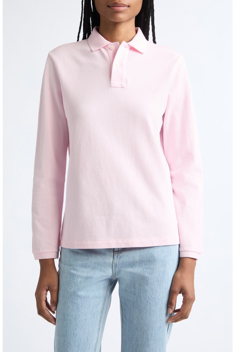 Long Sleeve Cotton Polo, Main, color, PINK