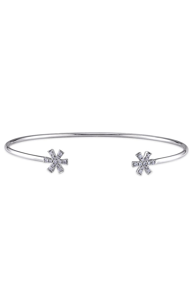 Julianna B. Diamond Cuff Flower Bangle 14k White Gold, Main, color, 
