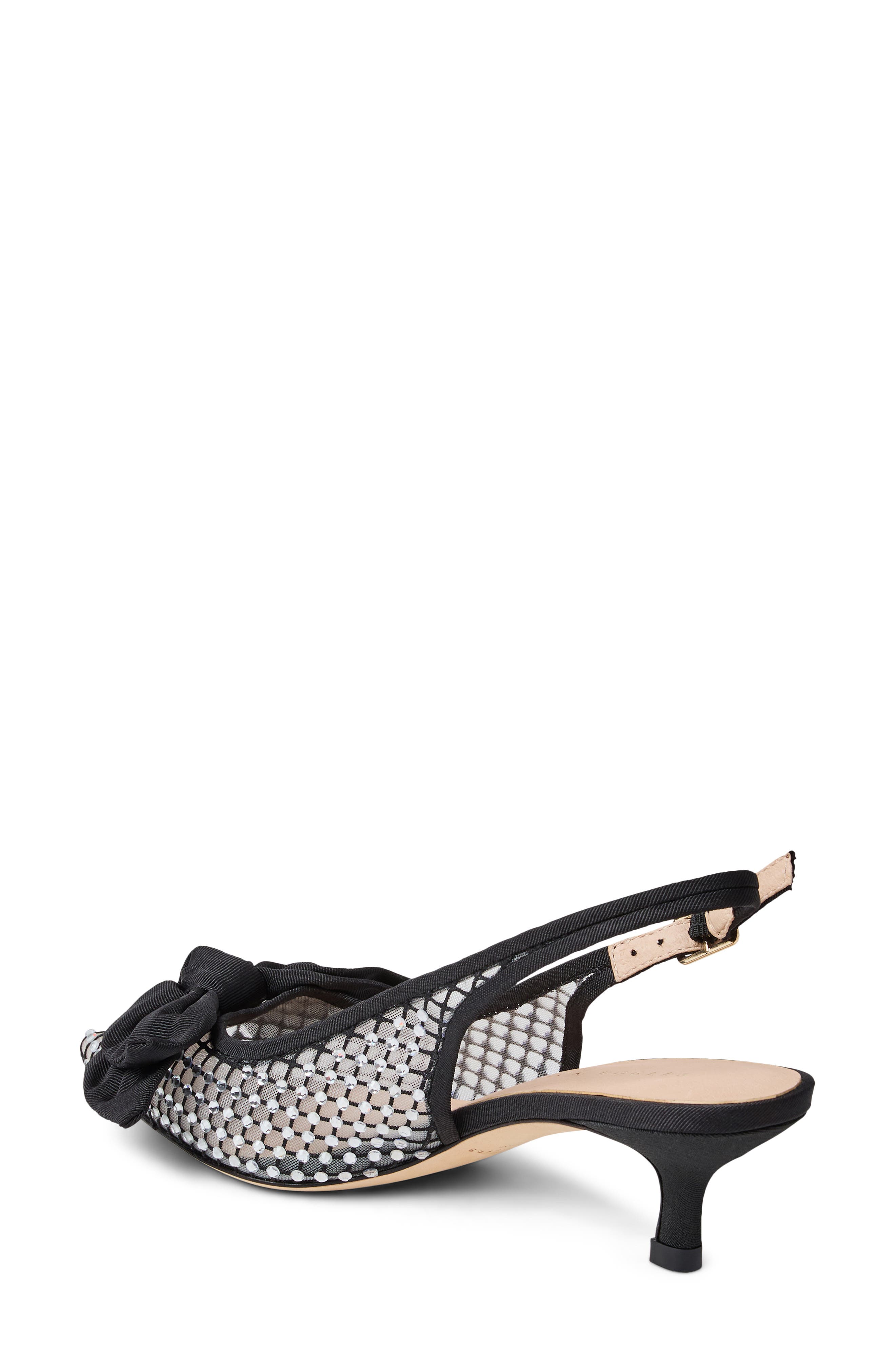 Jack Rogers Debra Slingback Pointed Toe Kitten Heel Pump, Alternate, color, Black/ Black