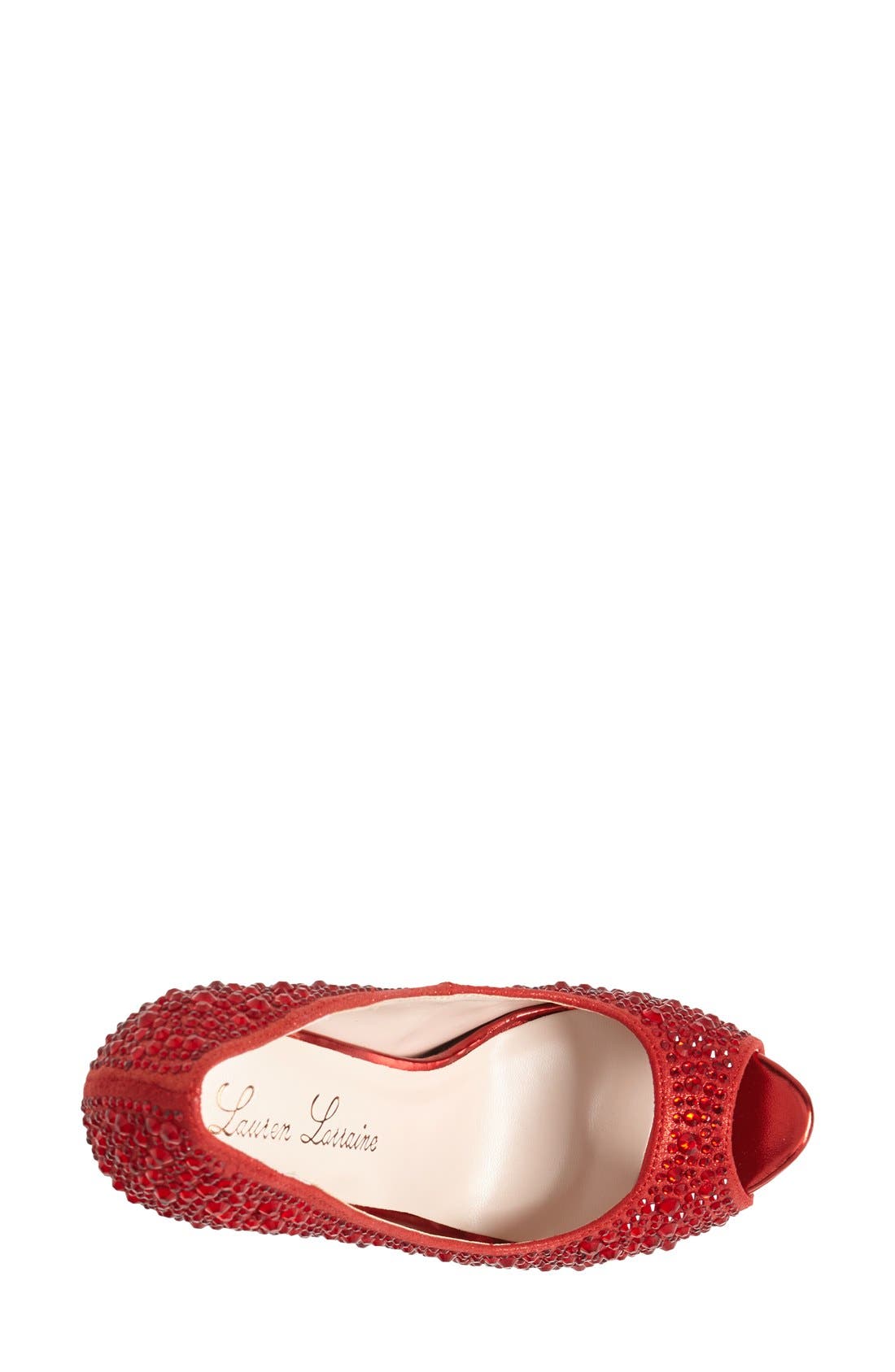 'Candy' Crystal Peep Toe Pump, Alternate, color, RED