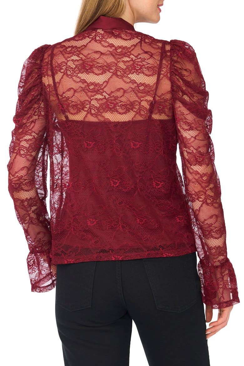 Lace Tie Neck Top, Alternate, color, CRISP MERLOT