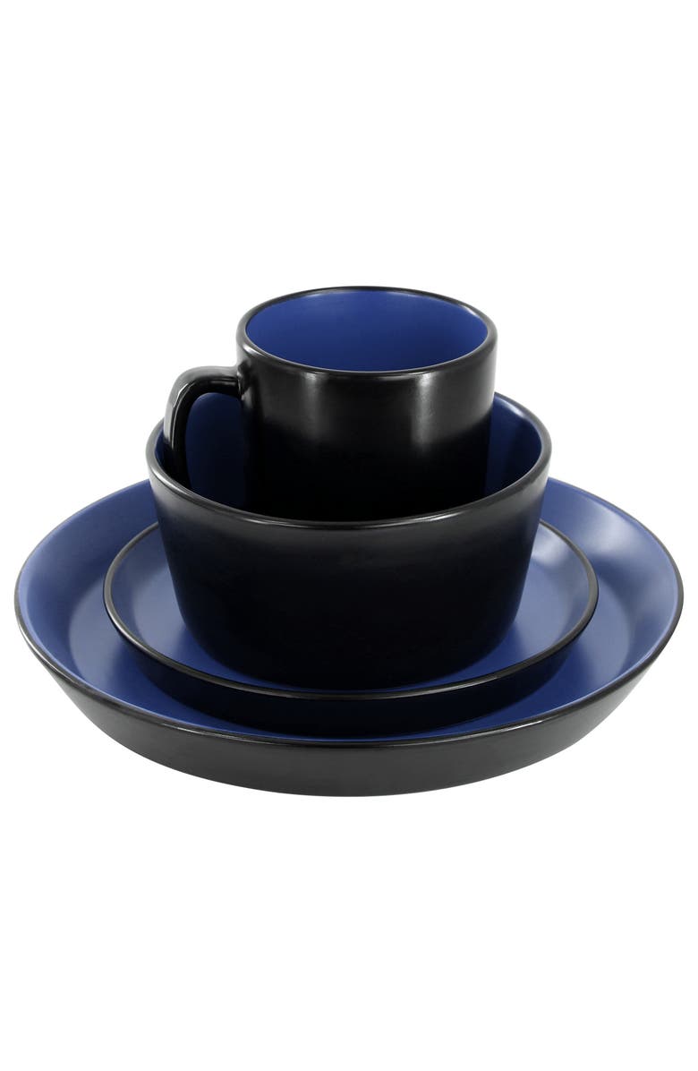 Elama Bacarra 16 Piece Stoneware Dinnerware Set, Alternate, color, Blue