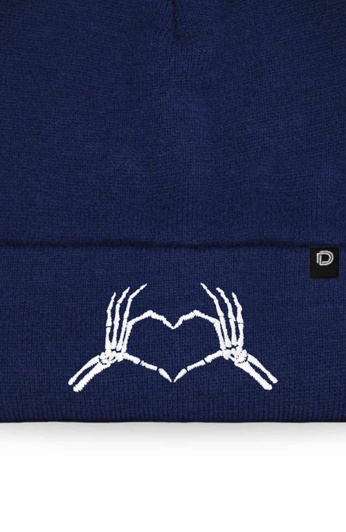 Dalix Heart Of Bones Beanie In Navy Blue