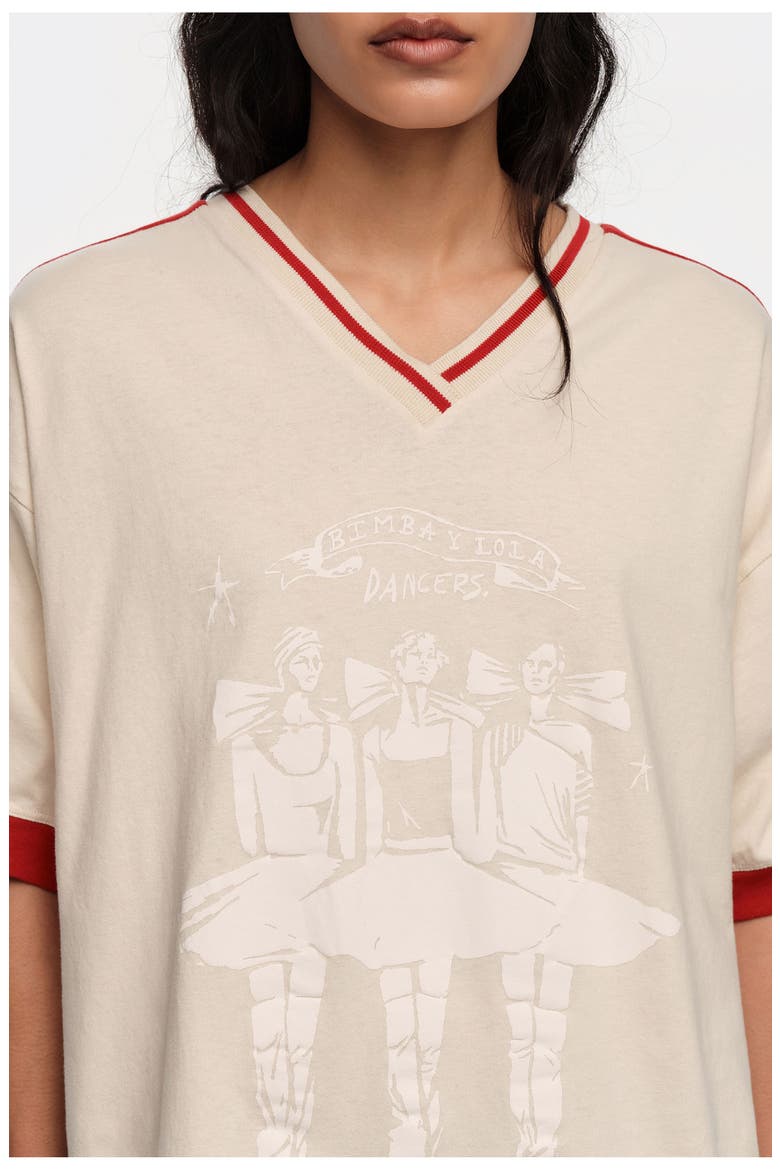 V-Neckline Dancers Logo T-Shirt, Alternate, color, IVORY