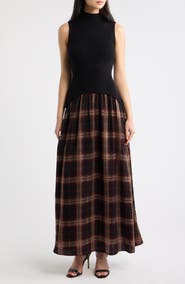 Line & Dot Kristopher Mixed Media Maxi Dress