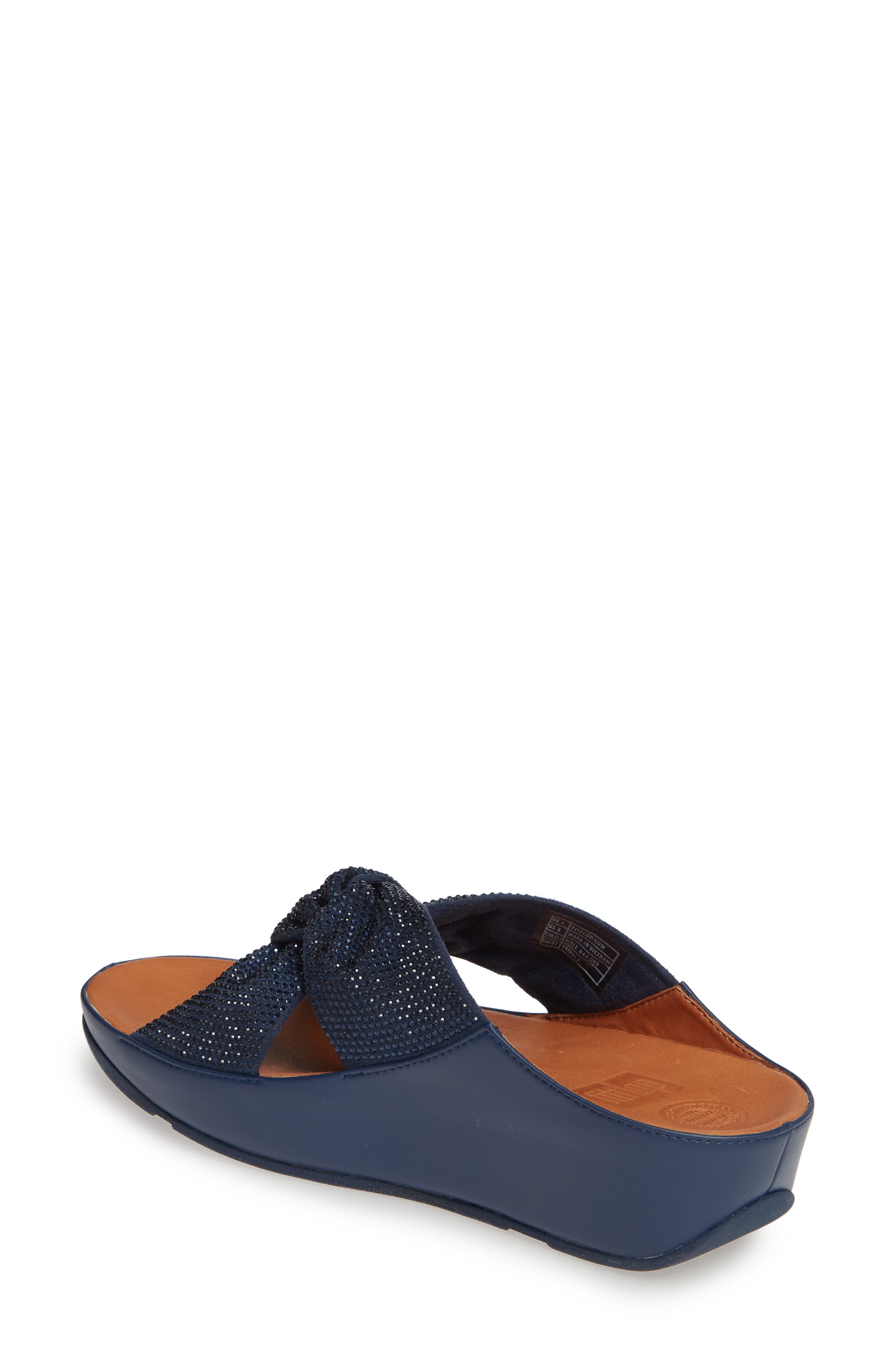 Twiss Crystal Embellished Slide Sandal, Alternate, color, MIDNIGHT NAVY FABRIC