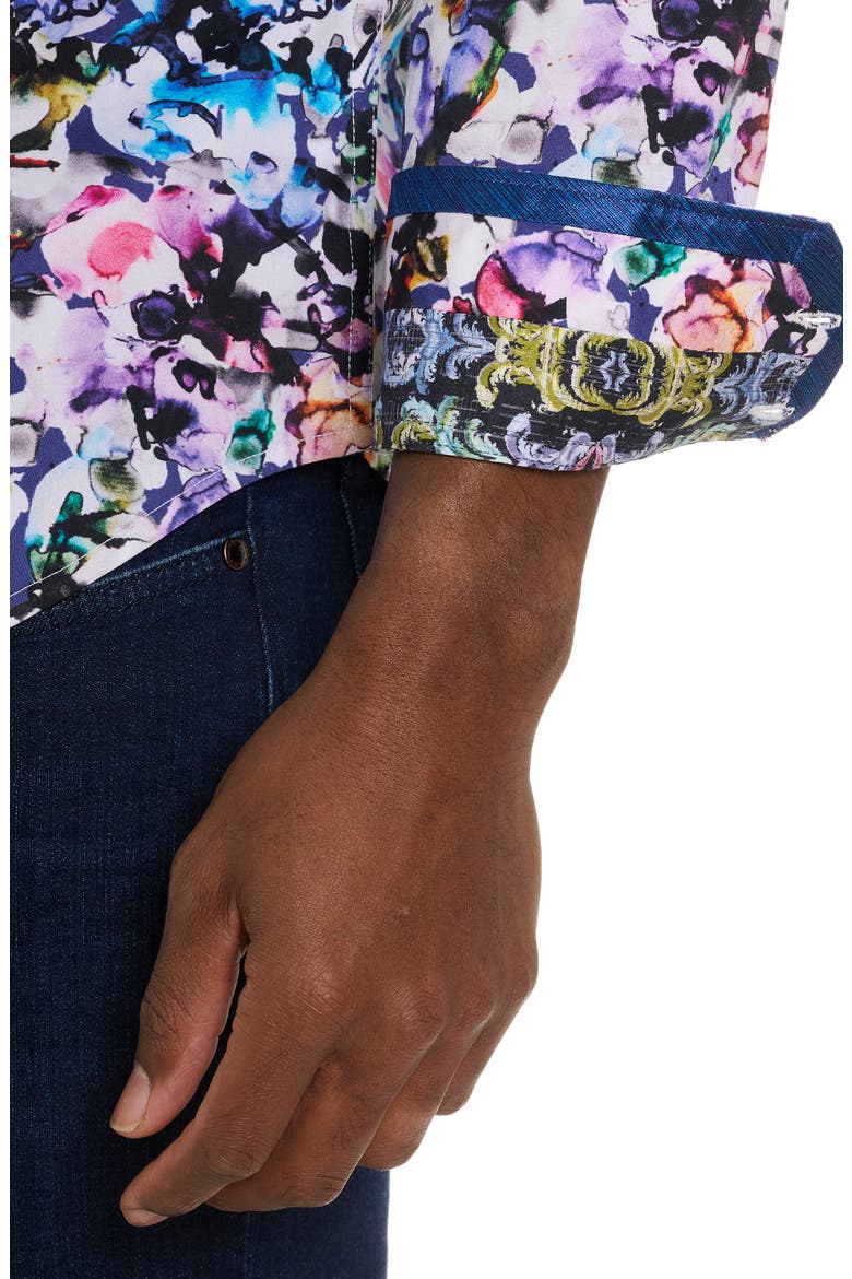 The Atlas Abstract Floral Stretch Button-Up Shirt, Alternate, color, BLACK MULTI