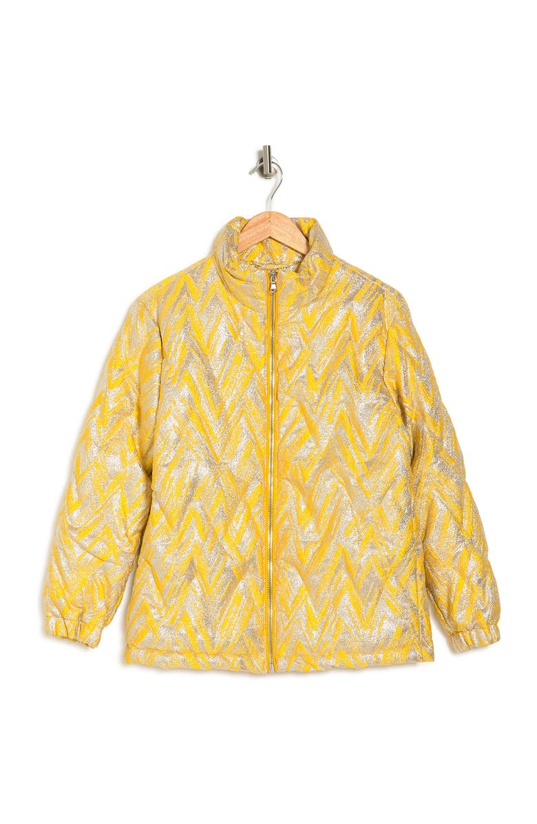 Moschino Metallic Chevron Print Puffer Jacket, Alternate, color, 