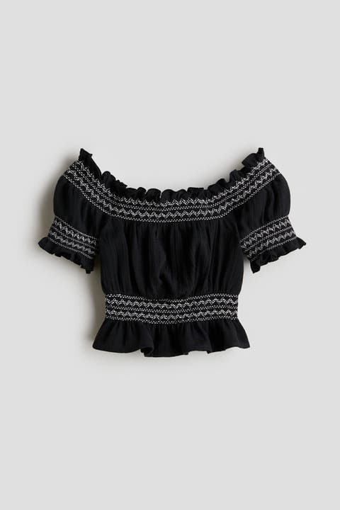 Smock-detail Muslin Top