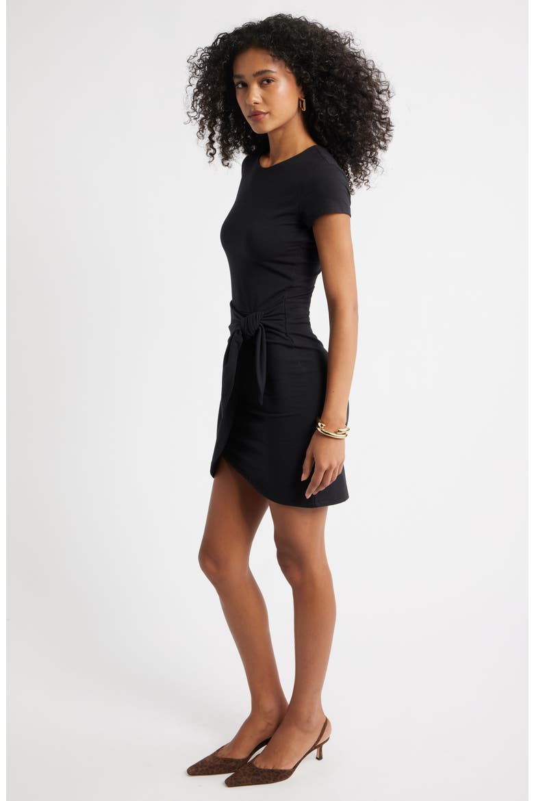 Short Sleeve Tie Minidress, Alternate, color, BLACK