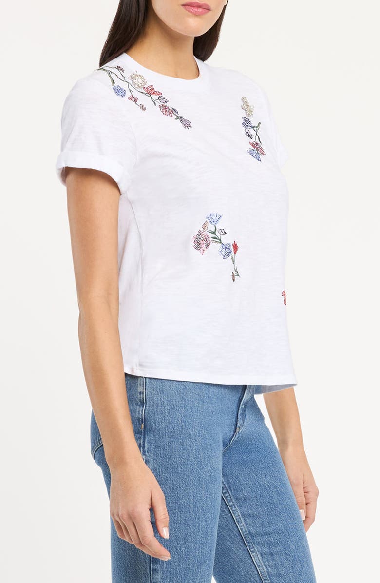 Cinq à Sept Bree Whispering Vines Beaded Cotton T-Shirt, Alternate, color, White Multi